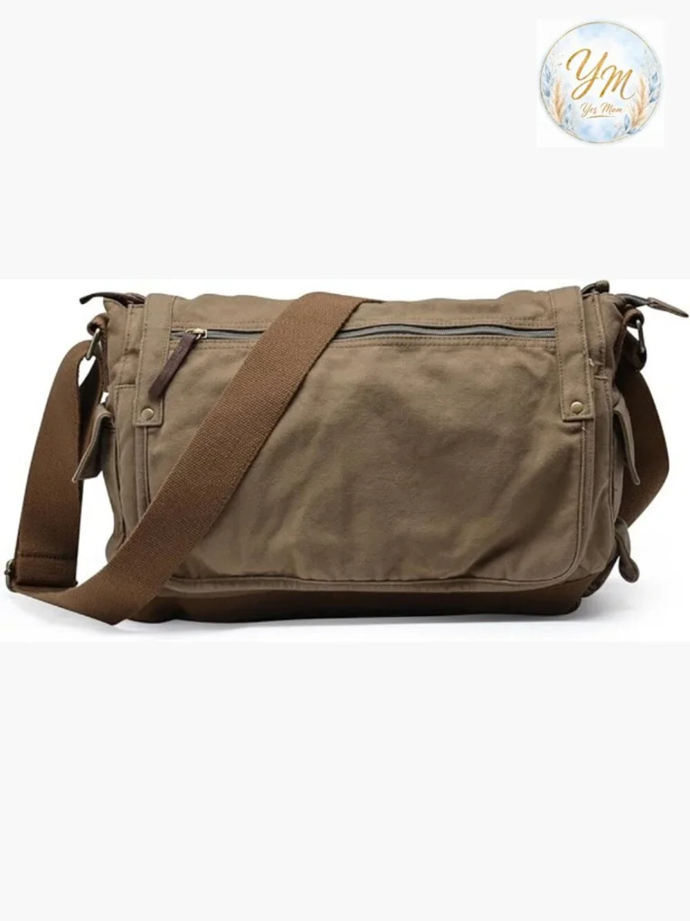 Large Canvas Messenger Bag - Vintage Crossbody Satchel for Travel Work 12.6L